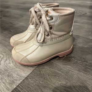 Sperry Kids Cream and Pink Snow Boots